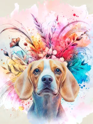 Custom Vibrant Watercolor Pet Portrait with Artistic Splash Background