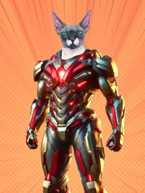 Superhero Pet Portrait – Iron Paw Armor Edition